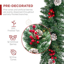 Load image into Gallery viewer, Swfoer 9ft Pre-Lit Christmas Garland with 50 Waterproof LED Light and Pine Cones and Berries, 220 Branches Battery Operated Christmas Garland Decoration for Xmas Holiday Party