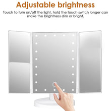 Load image into Gallery viewer, Makeup Mirror with Lights, Lighted Makeup Mirror with 22Pcs LED Lights, 2X 3X Magnifying Makeup Mirror, Dual Power Supply Light Up Vanity Mirror