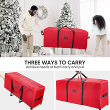 Load image into Gallery viewer, COWIN Rolling Christmas Tree Storage Bag, Fits Up to 7.5 ft Christmas Trees, 600D Oxford Fabric Christmas Tree Bag with 2 Swivel Wheels , Red