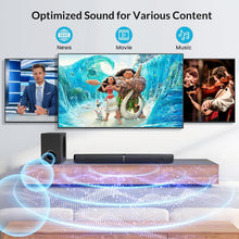 Load image into Gallery viewer, Cowin Sound Bar with Subwoofer, 110W Sound Bar for Smart TV with Adjustable Deep Bass & Volume Boost & 3 EQ Modes, Bluetooth/ARC/Opt/AUX, Detachable Soundbar for TV/PC/Gaming/Projector