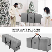 Load image into Gallery viewer, COWIN Rolling Christmas Tree Storage Bag, Fits Up to 7.5 ft Christmas Trees, 600D Oxford Fabric Christmas Tree Bag with 2 Swivel Wheels, Gray