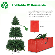 Load image into Gallery viewer, COWIN Christmas Tree Storage Bag Storage Container Fits up to 9 ft Disassembled Tree Zippered Bag with Carry Handles 65" x 15" x 30" Red