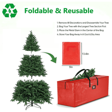 Load image into Gallery viewer, COWIN Christmas Tree Storage Bag Storage Container Fits up to 7.5 ft Disassembled Tree Zippered Bag with Carry Handles 48" x 15" x 20" Red