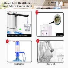 Load image into Gallery viewer, Uncahome Water Pump for 5 Gallon Bottle, Rechargeable Portable Electric Water Bottle Dispenser, Foldable Automatic Water Jug Pump for for Home, Office & Camping (White)
