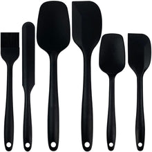 Load image into Gallery viewer, Silicone Spatula Set of 6 , Heat Resistant Silicone Spatula Kitchen Utensils for Baking , Cooking , Nonstick Cookware Dishwasher Safe Silicone Spatula, Black