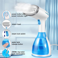 Load image into Gallery viewer, Handheld Garment Steamer Portable Fabric Steamer 280ml Big Removable Water Tank Vertical Fast Heat-up Horizontal Steam Dual-Use Clothes Fabric Wrinkles Steamer for Travel Home Christmas Decor