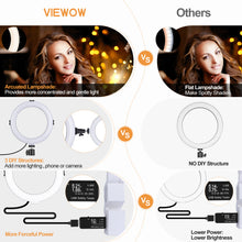 Load image into Gallery viewer, 8'' Selfie Ring Light with Tripod Stand - Dimmable Selfie Ring Light LED Camera Ringlight with Tripod and Phone Holder, Remote(Upgraded)