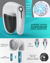 Load image into Gallery viewer, Upgraded Rechargeable Fabric Shaver Lint Remover - Fabric Defuzzer Electric Lint Fuzz Pills Remover with Quandruple Protection & 2 Replaceable 6-leaf Blades, Trimmer Effectively Faster by 50%