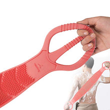 Load image into Gallery viewer, Silicone Bath Body Brush 35.5 inch Sword Handle Back Scrubber for Shower, Exfoliating Lengthen, Easy to Clean, Lathers Well, Eco Friendly, Long Lasting, Comfortable Massage for Shower (Pink)