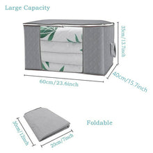 Load image into Gallery viewer, Large Capacity Clothes Storage Bag Organizer with Reinforced Handle Thick Fabric for Comforters, Blankets, Bedding, Foldable with Sturdy Zipper, Clear Window, 3 Pack, 84L, Grey