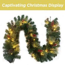 Load image into Gallery viewer, Christmas Garland Pre-Lit Artificial Green with Pine Cones Berry Clusters 40 Lights 6ft for Winter Christmas Indoor Outdoor New Year Xmas Decorations