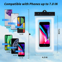 Load image into Gallery viewer, Waterproof Phone Bag IPX8 Cell Phone Pouch for Swimmers Divers Outdoor Beach Pool Shower Bath Hot Tub Water-activity, with Airbag Protection & Secure Lock, Compatible with iPhone/Samsung Galaxy up to 7.0 IN (2 PCs in Black)