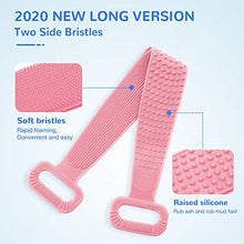 Load image into Gallery viewer, Silicone Bath Body Brush, Exfoliating Lengthen Silicone Body Back Scrubber, Easy to Clean, Lathers Well, Eco Friendly, Long Lasting, Comfortable Massage for Shower(Pink)
