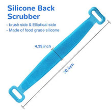 Load image into Gallery viewer, Silicone Bath Body Brush, Exfoliating Lengthen Silicone Body Back Scrubber, Easy to Clean, Lathers Well, Eco Friendly, Long Lasting, Comfortable Massage for Shower (Blue)
