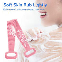 Load image into Gallery viewer, Silicone Bath Body Brush, Exfoliating Lengthen Silicone Body Back Scrubber, Easy to Clean, Lathers Well, Eco Friendly, Long Lasting, Comfortable Massage for Shower(Pink)