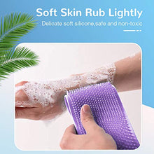 Load image into Gallery viewer, Silicone Bath Body Brush, Exfoliating Lengthen Silicone Body Back Scrubber, Easy to Clean, Lathers Well, Eco Friendly, Long Lasting, Comfortable Massage for Shower(Purple)