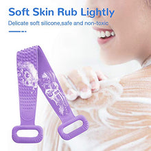 Load image into Gallery viewer, Silicone Bath Body Brush, Exfoliating Lengthen Silicone Body Back Scrubber, Easy to Clean, Lathers Well, Eco Friendly, Long Lasting, Comfortable Massage for Shower(Purple)