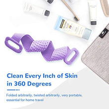 Load image into Gallery viewer, Silicone Bath Body Brush, Exfoliating Lengthen Silicone Body Back Scrubber, Easy to Clean, Lathers Well, Eco Friendly, Long Lasting, Comfortable Massage for Shower(Purple)
