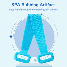 Load image into Gallery viewer, Silicone Bath Body Brush, Exfoliating Lengthen Silicone Body Back Scrubber, Easy to Clean, Lathers Well, Eco Friendly, Long Lasting, Comfortable Massage for Shower (Blue)