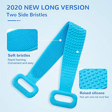 Load image into Gallery viewer, Silicone Bath Body Brush, Exfoliating Lengthen Silicone Body Back Scrubber, Easy to Clean, Lathers Well, Eco Friendly, Long Lasting, Comfortable Massage for Shower (Blue)