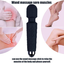 Load image into Gallery viewer, Massage Wand, Personal Massager for Women with 8 Speeds 20 Patterns, Rechargeable Personal Massager Silent and Waterproof, Perfect for Relieve Muscle Tension and Soreness All Over The Body, Black