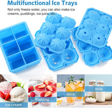 Load image into Gallery viewer, Ice Cube Trays, 3 Pack Food-Grade Silicone Ice Cube Trays Round Big Ice Balls Square Diamond Ice Cube Molds, Reusable and BPA Free Easy Release Reusable for Chilling Whiskey Wine Cocktail
