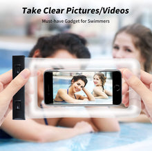 Load image into Gallery viewer, Waterproof Phone Bag IPX8 Cell Phone Pouch for Swimmers Divers Outdoor Beach Pool Shower Bath Hot Tub Water-activity, with Airbag Protection & Secure Lock, Compatible with iPhone/Samsung Galaxy up to 7.0 IN (2 PCs in Black)