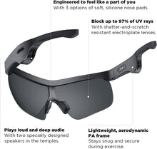 Load image into Gallery viewer, Sound Shades Smart Audio Sports Sunglasses with Lenses UV400 & Bluetooth Connectivity, for Men&Women, CVC 8.0 Noise Cancelling Clear Call, IP5 Waterproof, 5H for Travel/Sports, Black