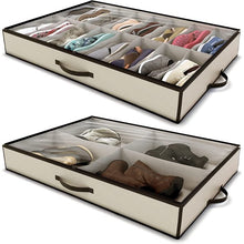 Load image into Gallery viewer, Underbed Storage Bag Organizer 2 Pack Storage Bin Box with Handles Clear Window Foldable Storage Containers for Blankets Clothes Comforters 39.5 x 19.7 x 7.1 In 90L
