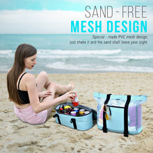 Load image into Gallery viewer, Mesh Beach Tote Bag with Cooler - Detachable Design with Picnic Cooler, Blue