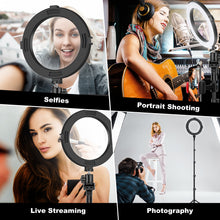 Load image into Gallery viewer, 8'' Selfie Ring Light with Tripod Stand - Dimmable Selfie Ring Light LED Camera Ringlight with Tripod and Phone Holder, Remote(Upgraded)