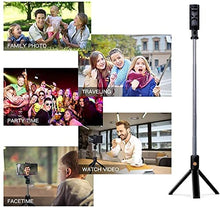 Load image into Gallery viewer, Selfie Stick Tripod with Remote, Extendable Selfie Stick Tripod with LED Ring Light, Detachable Remote, Black
