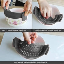 Load image into Gallery viewer, Kitchen Snap N Strain Pot Strainer and Pasta Strainer, Adjustable Silicone Clip On Strainer for Pots, Pans, and Bowls - Kitchen Colander, Gray