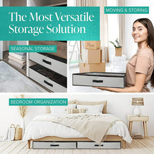 Load image into Gallery viewer, Underbed Storage Bag Organizer 2 Pack Storage Bin Box with Handles Clear Window Foldable Storage Containers for Blankets Clothes Comforters 39.5 x 19.7 x 7.1 In 90L