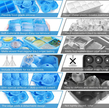 Load image into Gallery viewer, Ice Cube Trays, 3 Pack Food-Grade Silicone Ice Cube Trays Round Big Ice Balls Square Diamond Ice Cube Molds, Reusable and BPA Free Easy Release Reusable for Chilling Whiskey Wine Cocktail