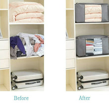 Load image into Gallery viewer, Large Capacity Clothes Storage Bag Organizer with Reinforced Handle Thick Fabric for Comforters, Blankets, Bedding, Foldable with Sturdy Zipper, Clear Window, 3 Pack, 84L, Grey