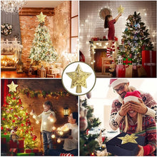 Load image into Gallery viewer, Christmas Tree Topper Projector, LED Star Tree Topper Light, Glitter Gold Star Topper Projector with Rotating Star Projection for Indoor Christmas Tree Decor, Xmas Decorations