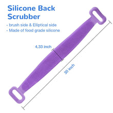 Load image into Gallery viewer, Meidong Silicone Bath Body Brush, Exfoliating Lengthen Silicone Body Back Scrubber, Easy to Clean, Lathers Well, Eco Friendly, Long Lasting, Comfortable Massage for Shower(Purple)
