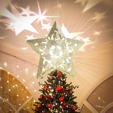 Load image into Gallery viewer, Christmas Tree Topper Projector, LED Star Tree Topper Light, Glitter Gold Star Topper Projector with Rotating Star Projection for Indoor Christmas Tree Decor, Xmas Decorations