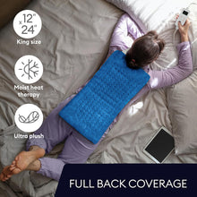 Load image into Gallery viewer, 33"x17" Heating Pad, Portable Heating Pad for Shoulder, Neck, Cramp, Menstrual Pain, with Upgraded 3 Timer &amp; 6 Temperature Controller, Blue

