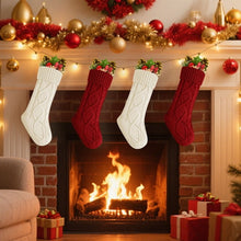 Load image into Gallery viewer, Movsou 4PACK Christmas Stockings, Knitted Stocking for Holiday Christmas Party Family Decorations (Red White)
