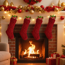 Load image into Gallery viewer, Movsou 4PACK Christmas Stockings, Knitted Stocking for Holiday Christmas Party Family Decorations (Red )
