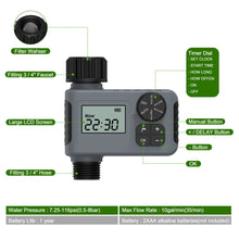 Load image into Gallery viewer, Cowin Sprinkler Timer, Outdoor Garden Hose Faucet Timers with Rain Delay/Manual/Automatic Watering System, Digital Irrigation Timer for Yard, 1 Outlet, Gray
