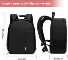 Load image into Gallery viewer, Movsou Camera Bag Nylon Camera Backpack Waterproof 13" X 11" X 5" for DSLR Cameras, Lens and Accessories Black Grey
