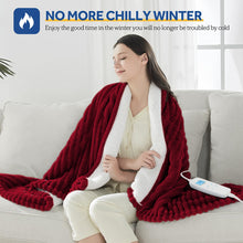 Load image into Gallery viewer, Electric Heated Blanket - 62"x84" Heating Blanket with 4 hours Auto-off, 6 Level Over-heat Protection, Soft Flannel, Electric Blanket ETL/FCC Certification
