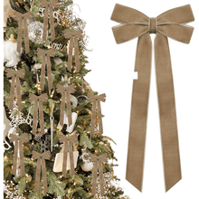 Load image into Gallery viewer, Swfoer 12 Pcs Christmas Velvet Ribbon Bows for Gift Wrapping and Christmas Tree,Brown

