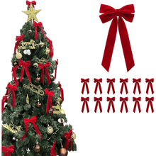 Load image into Gallery viewer, Swfoer 12 Pcs Christmas Velvet Ribbon Bows for Gift Wrapping and Christmas Tree,Red
