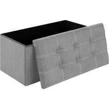 Load image into Gallery viewer, Kibhous 30" Storage Bench Folding Storage Ottoman Bench, Linen Coffee Table Folding Long Shoes Footstool Dressing Stool, Suitable for Living Room Bedroom, Gray
