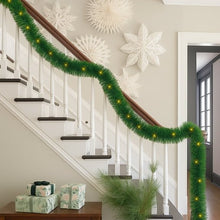 Load image into Gallery viewer, Movsou 50FT Artificial Christmas Garland, 100 Pre-Lit LED Lights Battery Operated Xmas Garland for Indoor Outdoor Door Home Stairs Holiday Decor, Warm White
