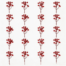 Load image into Gallery viewer, Swfoer 20 Pack 7 In Artificial Burgundy Red Berry Picks for Christmas Wreath Craft Wedding Winter Home Decor
